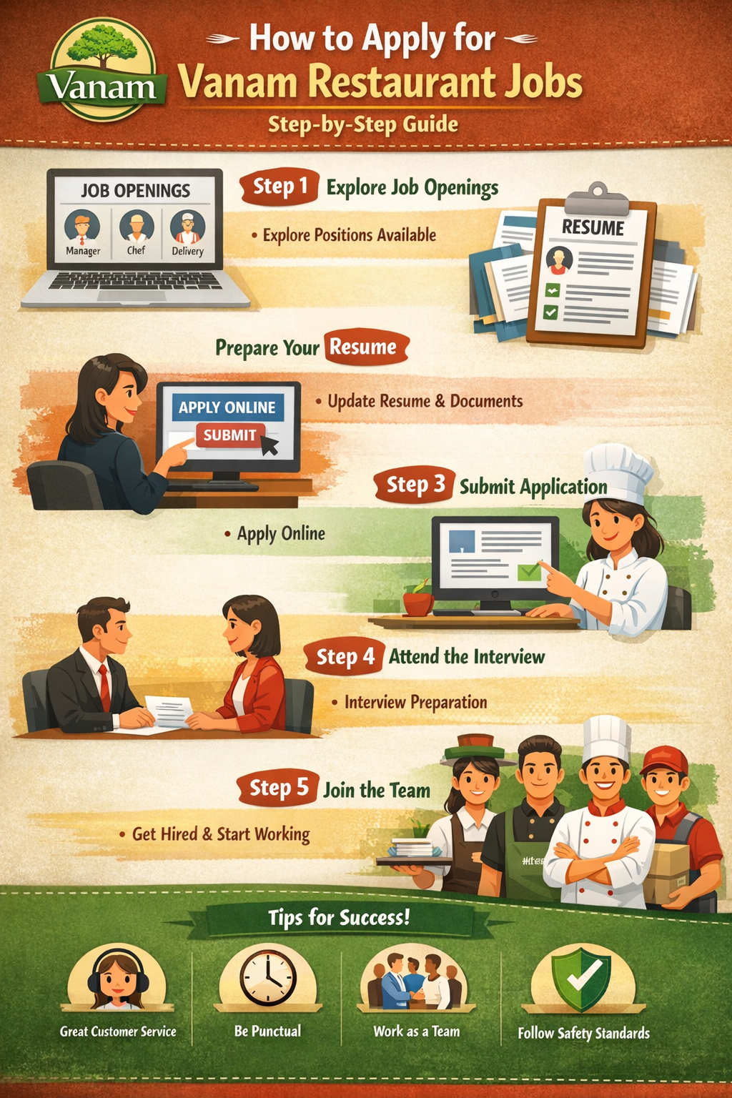 Step-by-step process to apply for Vanam Restaurant jobs in India